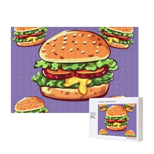 Puzzles 500 Teile Cartoon Hamburger Puzzle Holz Fotopuzzle für Erwachsene Personalisiertes Bilderpuzzle Klassisches Puzzle für Familie Hochzeit Geburtstag Valentinstag Geschenke 15,7 x 11 Zoll von RLDOBOFE