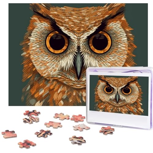Puzzles 500 Teile Eule Kopf Muster Puzzle Holz Fotopuzzle für Erwachsene Personalisiertes Bilderpuzzle Klassisches Puzzle für Familie Hochzeit Geburtstag Valentinstag Geschenke 51,8 x 38,1 cm von RLDOBOFE
