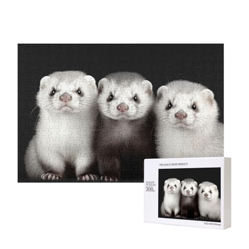 Puzzles 500 Teile Frettchen Puzzle Holz Fotopuzzle für Erwachsene Personalisiertes Bilderpuzzle Klassisches Puzzle für Familie Hochzeit Geburtstag Valentinstag Geschenke 15,7 x 11 Zoll von RLDOBOFE