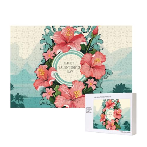 Puzzles 500 Teile Hawaii Retro Floral Banner Puzzle Holz Fotopuzzle für Erwachsene Personalisiertes Bilderpuzzle Klassisches Puzzle für Familie Hochzeit Geburtstag Valentinstag Geschenke von RLDOBOFE