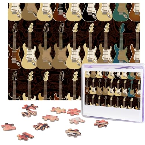 Puzzles 500 Teile Kunst Gitarre Muster Puzzle Holz Fotopuzzle für Erwachsene Personalisiertes Bilderpuzzle Klassisches Puzzle für Familie Hochzeit Geburtstag Valentinstag Geschenke 51,8 x 38,1 cm von RLDOBOFE