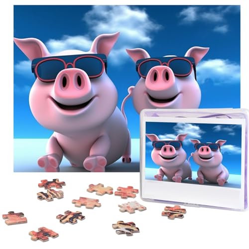 Puzzles 500 Teile Lustige 3D Piggies Puzzles Holz Fotopuzzle für Erwachsene Personalisiertes Bilderpuzzle Klassisches Puzzle für Familie Hochzeit Geburtstag Valentinstag Geschenke 51,8 x 38,1 cm von RLDOBOFE