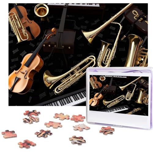 Puzzles 500 Teile Musikinstrumente Puzzle Holz Fotopuzzle für Erwachsene Personalisiertes Bilderpuzzle Klassisches Puzzle für Familie Hochzeit Geburtstag Valentinstag Geschenke 51,8 x 38,1 cm von RLDOBOFE
