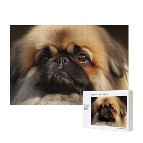 Puzzles 500 Teile Niedliche Pekinese Puzzles Holz Fotopuzzle für Erwachsene Personalisiertes Bilderpuzzle Klassisches Puzzle für Familie Hochzeit Geburtstag Valentinstag Geschenke 15,7 x 11 Zoll von RLDOBOFE