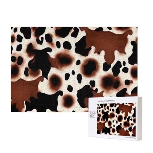 Puzzles 500 Teile Schwarz und Braun Kuh Punkte Puzzle Holz Fotopuzzle für Erwachsene Personalisiertes Bilderpuzzle Klassisches Puzzle für Familie Hochzeit Geburtstag Valentinstag Geschenke von RLDOBOFE
