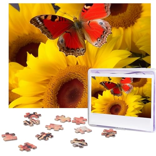 Puzzles 500 Teile gelbe Sonnenblumen mit rotem Schmetterling, Holzfotopuzzle für Erwachsene, personalisiertes Bild, Puzzle, klassisches Puzzle für Familie, Hochzeitsgeschenke, 51,8 x 38,1 cm Puzzles 500 Teile gelbe Sonnenblumen mit rotem Schmetterling, Holzfotopuzzle für Erwachsene, personalisiertes Bild, Puzzle, klassisches Puzzle für Familie, Hochzeitsgeschenke, 51,8 x 38,1 cm von RLDOBOFE