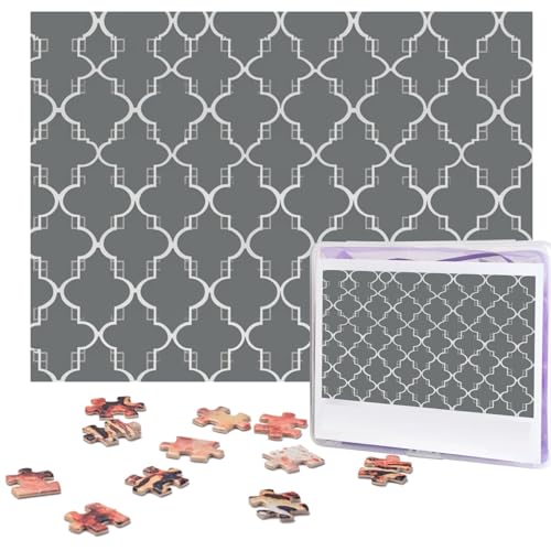 Quatrefoil Grey Puzzles Personalized Puzzle 500 Pieces Jigsaw Puzzles from Photos Picture Puzzle for Adults Family (51.8 cm x 38.1 cm) von RLDOBOFE
