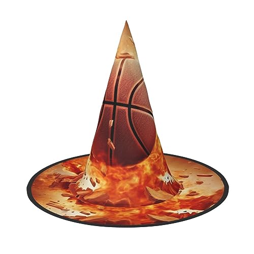 RLDOBOFE Basketball-Druck, Halloween-Hexenhut, Cosplay-Kappen, Halloween-Dekoration, Kostümzubehör für Halloween-Party 1 von RLDOBOFE