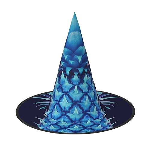 RLDOBOFE Blauer Ananas-Druck Halloween Hexenhut Cosplay Caps Halloween Dekoration Kostüm Zubehör für Halloween Party 1 von RLDOBOFE