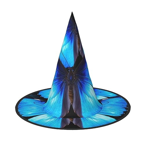 RLDOBOFE Blauer Schmetterlings-Druck, Halloween-Hexenhut, Cosplay, Halloween-Dekoration, Kostümzubehör für Halloween-Party, 3 Stück von RLDOBOFE