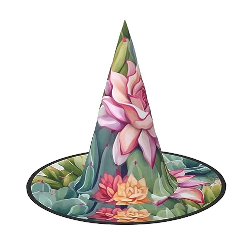 RLDOBOFE Bunte Kaktus-Druck, Halloween-Hexenhut, Cosplay, Halloween-Dekoration, Kostümzubehör für Halloween-Party, 3 Stück von RLDOBOFE