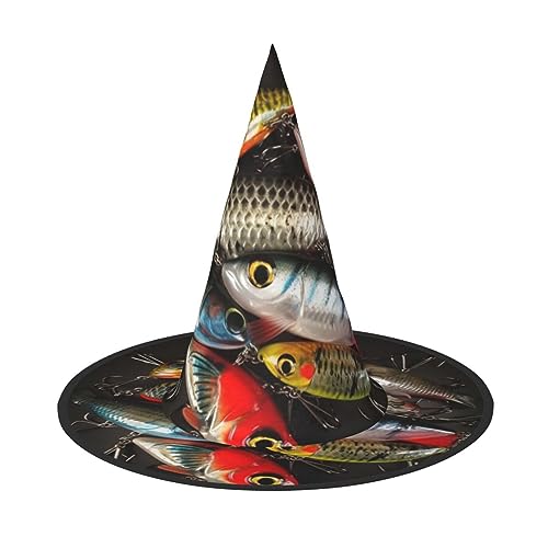 RLDOBOFE Fischköderaufdruck, Halloween-Hexenhut, Cosplay, Halloween-Dekoration, Kostümzubehör für Halloween-Party, 2 Stück von RLDOBOFE