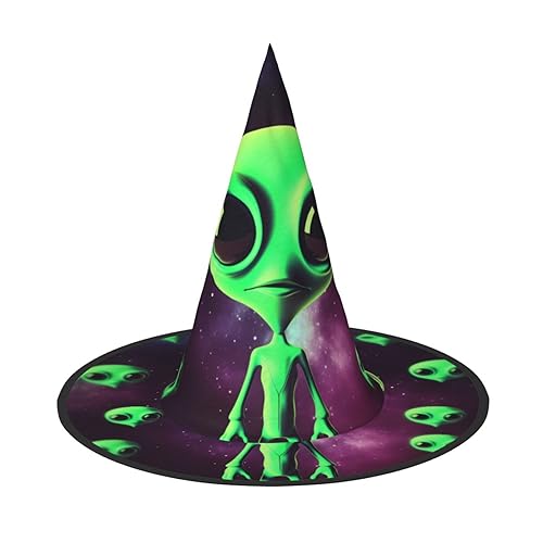 RLDOBOFE Grüner Alien Halloween Hexenhut Hexe Kostüm Zubehör für Halloween Party Hof Dekoration und Karneval Hüte von RLDOBOFE