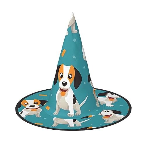 RLDOBOFE Halloween-Hexenhut mit Cartoon-Hunde-Aufdruck, Cosplay, Halloween-Dekoration, Kostümzubehör für Halloween-Party, 2 Stück von RLDOBOFE