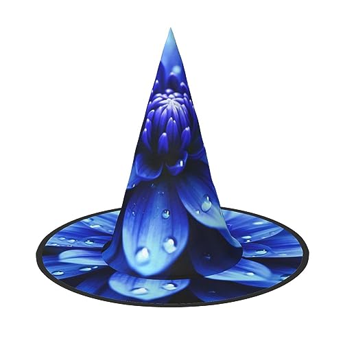 RLDOBOFE Halloween-Hexenhut mit blauem Blumendruck, Cosplay, Halloween-Dekoration, Kostümzubehör für Halloween-Party, 2 Stück von RLDOBOFE