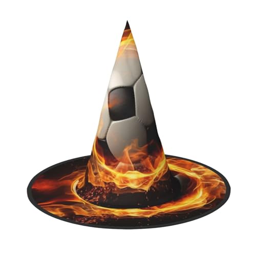 RLDOBOFE Hexenhut Fußball Flamme gedruckt Zauberer Hut Unisex Halloween Hut für Cosplay Party Dekorationen von RLDOBOFE