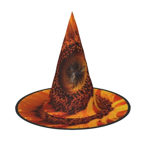 RLDOBOFE Hexenhut Goldene Sonnenblume gedruckt Zauberer Hut Unisex Halloween Hut für Cosplay Party Dekorationen von RLDOBOFE
