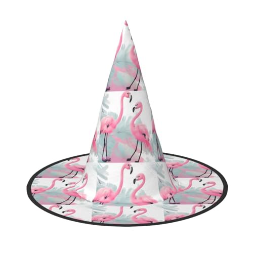 RLDOBOFE Hexenhut Liebe Flamingo gedruckt Zauberer Hut Unisex Halloween Hut für Cosplay Party Dekorationen von RLDOBOFE