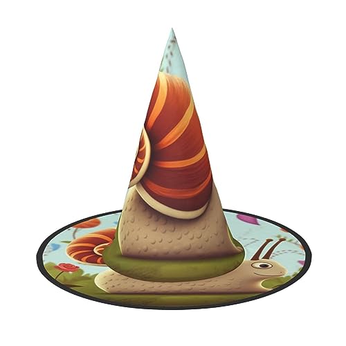 RLDOBOFE Niedlicher Schnecken-Druck, Halloween-Hexenhut, Cosplay, Halloween-Dekoration, Kostümzubehör für Halloween-Party 1 von RLDOBOFE