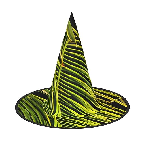 RLDOBOFE Tropische Palmenblätter Druck Halloween Hexenhut Cosplay Caps Halloween Dekoration Kostüm Zubehör für Halloween Party 1 von RLDOBOFE