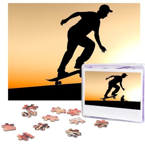 Skateboard-Puzzle, 500 Teile, personalisierbar, Holz-Fotopuzzle für Erwachsene, Familie, Bilderpuzzle, Geschenke für Hochzeit, Geburtstag, Valentinstag, Geschenke, 51,8 x 38,1 cm von RLDOBOFE