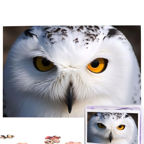 Snowy Owl Eyes Puzzles Personalized Puzzle 1000 Pieces Jigsaw Puzzles from Photos Picture Puzzle for Adults Family (74.9 cmx 50.0 cm) von RLDOBOFE
