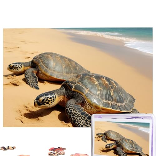 Turtles on The Beach Puzzles Personalized Puzzle 1000 Pieces Jigsaw Puzzles from Photos Picture Puzzle for Adults Family (74.9 cmx 50.0 cm) von RLDOBOFE