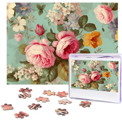 Vintage Floral Flowers Puzzles Personalized Puzzle 500 Pieces Jigsaw Puzzles from Photos Picture Puzzle for Adults Family (51.8 cm x 38.1 cm) von RLDOBOFE