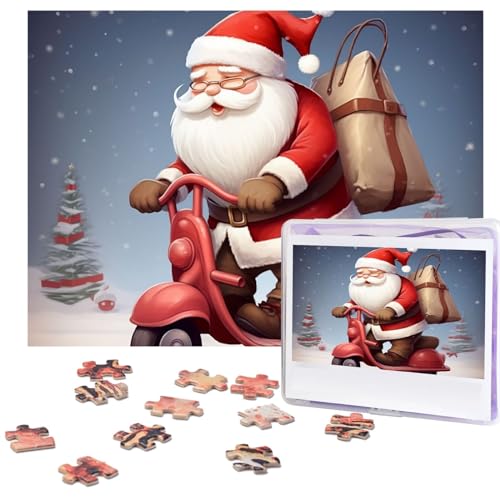 Weihnachtsmann auf Roller, personalisiertes Puzzle, 500 Teile, Puzzles aus Fotos, Bilderpuzzle für Erwachsene und Familie (51,8 x 38,1 cm) von RLDOBOFE