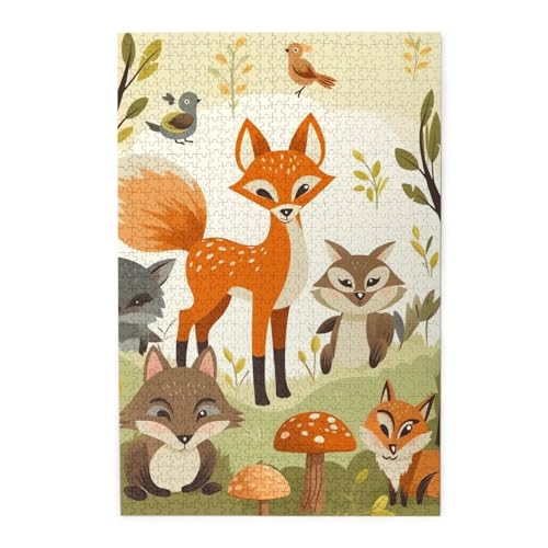 Woodland Tier-Puzzle, 1000 Teile, personalisiertes Holz-Fotopuzzle für Erwachsene, Familien-Bilderpuzzle, Geschenke für Hochzeit, Geburtstag, Valentinstag, Geschenke (74,9 x 50 cm) von RLDOBOFE