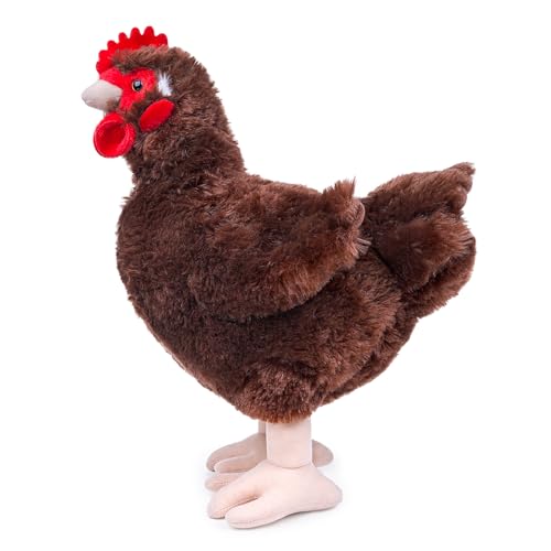 RLOMUTE 12.6 Zoll Braun Huhn-Plüschtier realistisches Henne-Stofftier weiches Farm kuscheliges für Gastgeschenke Begleiter Schlafzimmer Auto Heimdekoration Sammlergeschenk für Kinder Jungen Mädchen von RLOMUTE