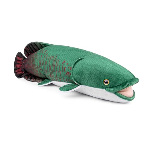 RLOMUTE Arapaima Plüschtier Realistisches Stofftier Weiches Spielzeug Fisch Kuscheliges für Gastgeschenke Begleiter Schlafzimmer Heimdekoration Sammlergeschenk für Kinder Jungen Mädchen 19.6 Zoll Grün von RLOMUTE