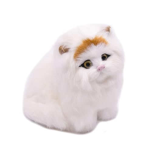 RLOMUTE Katze Kuscheliges Spielzeug Plüschtier Realistisches Harzornamente Stofftier Weiches für Gastgeschenke Schlafzimmer Heimdekoration Sammlergeschenk für Kinder Jungen Mädchen 6.3zoll von RLOMUTE