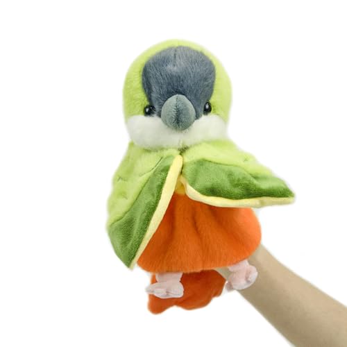 RLOMUTE Papagei-Handpuppe aus Plüsch Sonnensittich süßes kuscheliges Tierspielzeug für Rollenspiele Geschichtenerzählen für Kinder Jungen und Mädchen Eltern-Kind-Interaktion Spiele orange von RLOMUTE