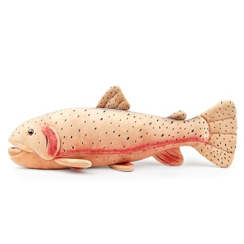 RLOMUTE Regenbogenforelle Plüschtier Realistisches Stofftier Weiches Spielzeug Fisch Kuscheliges für Gastgeschenke Schlafzimmer Heimdekoration Sammlergeschenk für Kinder Jungen Mädchen 16.5 Zoll braun von RLOMUTE