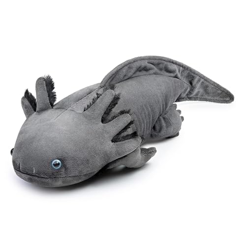 RLOMUTE Weiches Axolotl-Plüschtier – Süßes Axolotl-Kissen, realistisches Ambystoma-Tierspielzeug, 51 cm/20”, einzigartiges Ambystoma-Plüschtier, Modellpuppe, Kindergeschenk (grau) von RLOMUTE