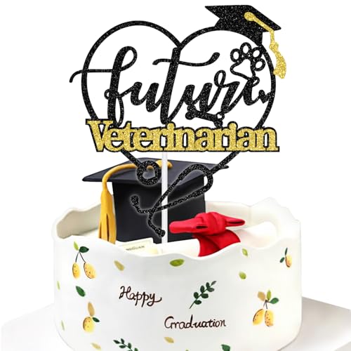 Kuchendekoration für zukünftige Tierärzte, Aufschrift "Congrats Veterinarian Graduation Cake Decor", Tierarztstufe/Klasse 2025, 2025, Medizinische Schule, Abschlussfeier, Party-Dekorationen von RLXPT