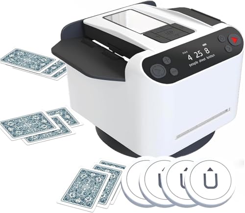 Automatischer Kartenmischer und -Dealer, 2-in-1-Kartendealer und -mischer mit 4 kabellosen Dealer-Tasten, 360° drehbar, ultraleise, wiederaufladbar, for Brettspiele und Poker, Casino-Karten, UNO, Five Automatischer Kartenmischer und -Dealer, 2-in-1-Kartendealer und -mischer mit 4 kabellosen Dealer-Tasten, 360° drehbar, ultraleise, wiederaufladbar, for Brettspiele und Poker, Casino-Karten, UNO, Five von RMJEZTQD