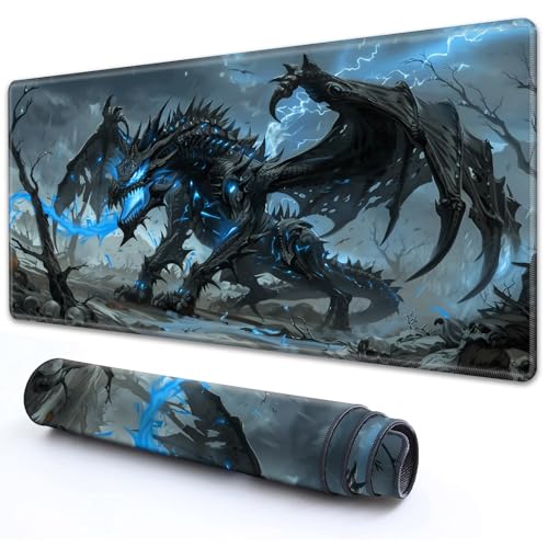 RMJKXQZG for MTG Playmat 61.0 cm x 35.6 cm with High Elastic Rubber Base Non-Slip Rubber Sole HD Printing for MTG Mat Magic Mat Card Playmat Magic Playmat Gaming Mouse Pad, Dragon with Blue Glowing RMJKXQZG for MTG Playmat 61.0 cm x 35.6 cm with High Elastic Rubber Base Non-Slip Rubber Sole HD Printing for MTG Mat Magic Mat Card Playmat Magic Playmat Gaming Mouse Pad, Dragon with Blue Glowing von RMJKXQZG