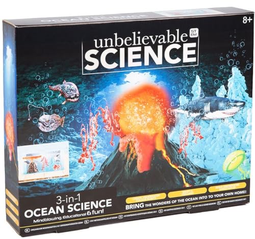 3-in-1 Ozeanwissenschafts-Set für Kinder ab 8 Jahren, Unterwasser-Farbausbrüche, Vulkanausbrüche und Sandburgenbau von RMS