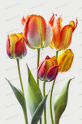 1000 Teile Blumenpuzzle für Erwachsene Anfänger Lebendige Tulpen Puzzles DIY Puzzle mit Buchstaben auf der Rückseite Kommt mit einem Poster, Dekompressionsspielzeug Geschenk & Badezimmer Dekor von RMSGOZO