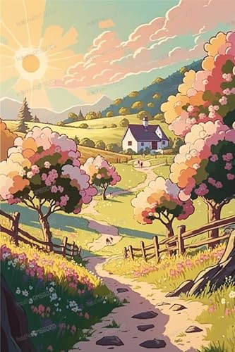 1000 Teile Cartoon Puzzle für Kinder Erwachsene, Outdoor Pfirsichgarten Holzpuzzles - Familienpuzzles mit einem lustigen Twist - Verbesserung der Geduld - Geschenke Puzzles für Kinder von RMSGOZO