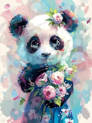 1000 Teile Holzpuzzles für Erwachsene Panda hält Blumen Freizeit Geschenk für alle Bestes Geschenk für Geburtstagsfeier Stressfrei Starter Puzzle für Erwachsene Anfänger von RMSGOZO