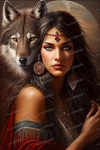 1000 Teile Indianer Puzzles für Erwachsene - Wolf und Schönheit Holzpuzzle für Anfänger, Entspannen Sie sich vom täglichen Leben, Spielzeug für Familien-Bindungsaktivitäten 1000 Teile Indianer Puzzles für Erwachsene - Wolf und Schönheit Holzpuzzle für Anfänger, Entspannen Sie sich vom täglichen Leben, Spielzeug für Familien-Bindungsaktivitäten von RMSGOZO