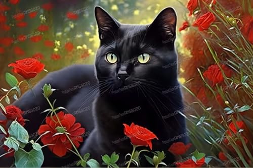 1000 Teile Puzzle für Erwachsene Anfänger Garten Schwarze Katze Puzzles DIY Tier Puzzle mit Alphabet Rücken Stressabbau aus dem täglichen Leben Spielzeug & Geschenke von RMSGOZO