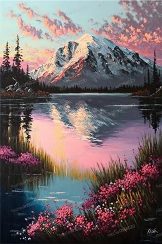 1000 Teile Puzzle für Kinder Erwachsene, Rosa Sonnenuntergang See Holzpuzzles - Familienpuzzles mit lustigem Twist - Verbesserung der Geduld - Geschenke Puzzles für Kinder von RMSGOZO