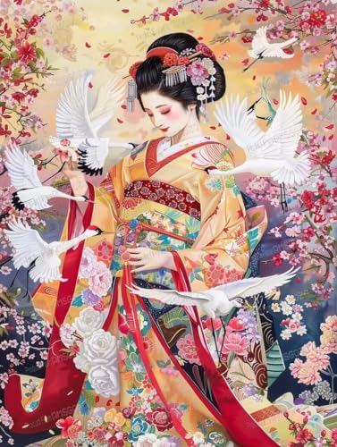 1000 Teile Puzzles für Erwachsene - Japanische Kimono Frau Holzpuzzle für Erwachsene Anfänger, Entspannen Sie sich vom Alltag, für Familien-Bindungsaktivitäten von RMSGOZO