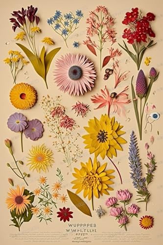 1000 Teile Puzzles für Erwachsene - Vintage Blume Exemplar Holzpuzzle für Erwachsene Anfänger, Entspannen Sie sich vom täglichen Leben, für Familien-Bindungsaktivitäten von RMSGOZO