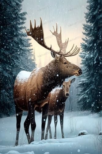1000 Teile Tierpuzzles für Erwachsene - Wald Snowy Elch Holzpuzzle für Anfänger, Entspannen Sie sich vom täglichen Leben, Spielzeug für Familien-Bindungsaktivitäten 1000 Teile Tierpuzzles für Erwachsene - Wald Snowy Elch Holzpuzzle für Anfänger, Entspannen Sie sich vom täglichen Leben, Spielzeug für Familien-Bindungsaktivitäten von RMSGOZO
