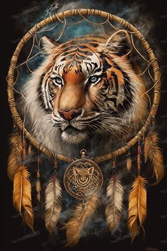 1000-teiliges Puzzle für Anfänger und Kinder, Tiger-Traumfänger-Puzzles, Tier-Kunstwerke, Puzzle, intellektuelles Spiel, Dekompressionsspielzeug, Teenager, Kinder, Geschenke, für Raumdekoration von RMSGOZO